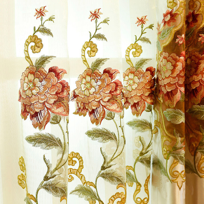 High-end European Embroidery Floral Curtain