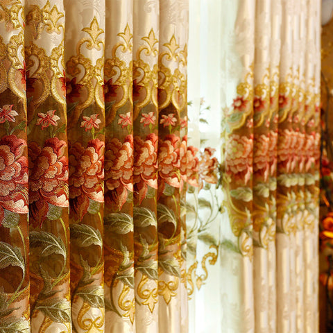 High-end European Embroidery Floral Curtain