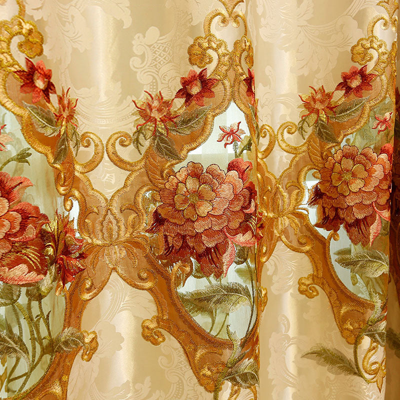 High-end European Embroidery Floral Curtain