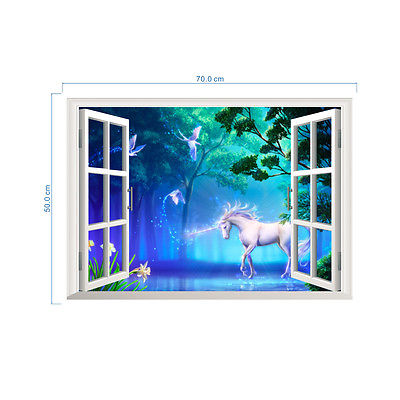 3D White Horse Window Wall Sticker