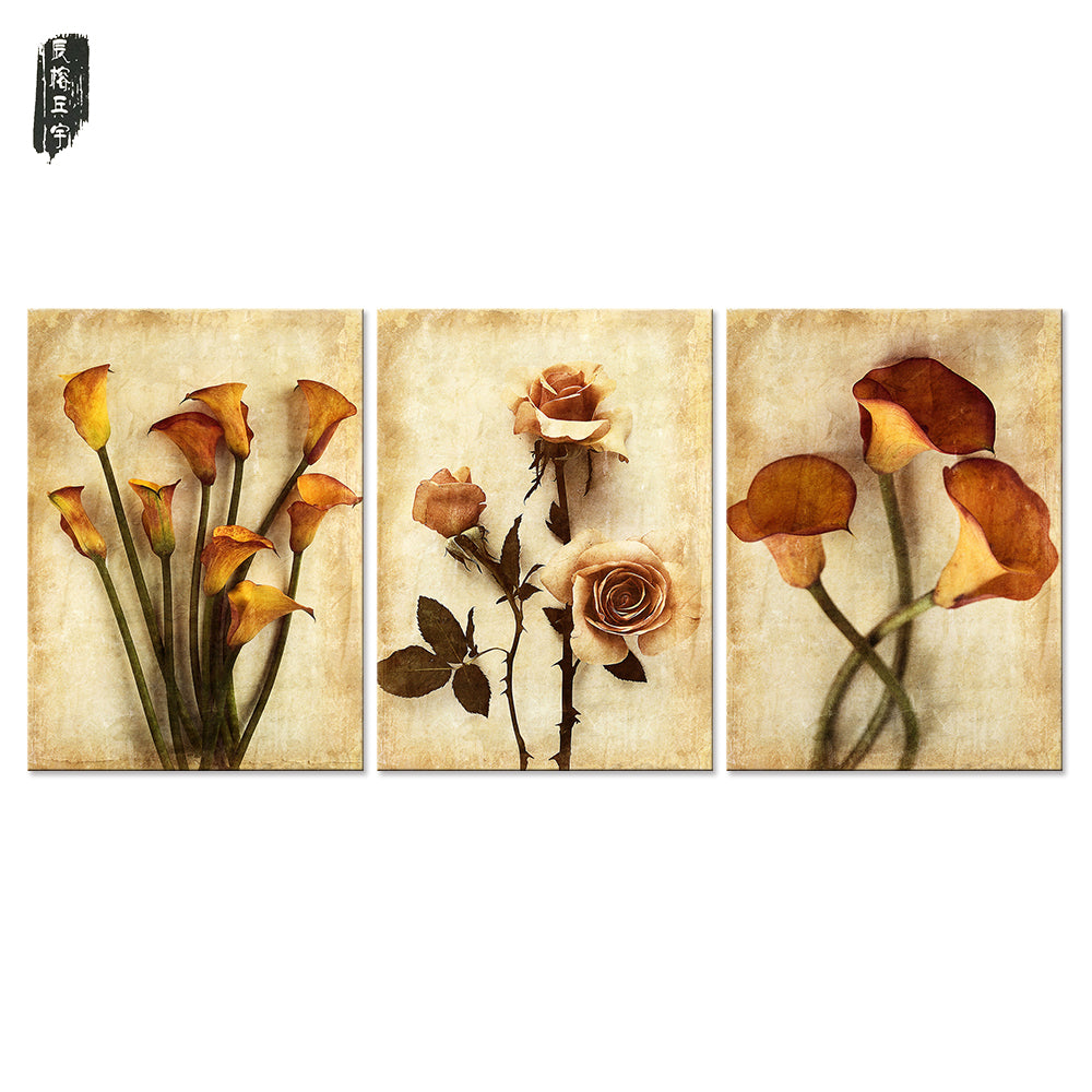 Retro Flower Wall Art Canvas