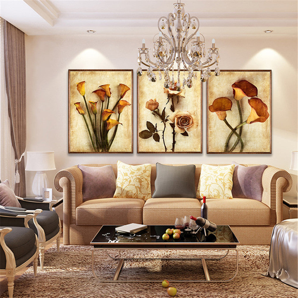Retro Flower Wall Art Canvas