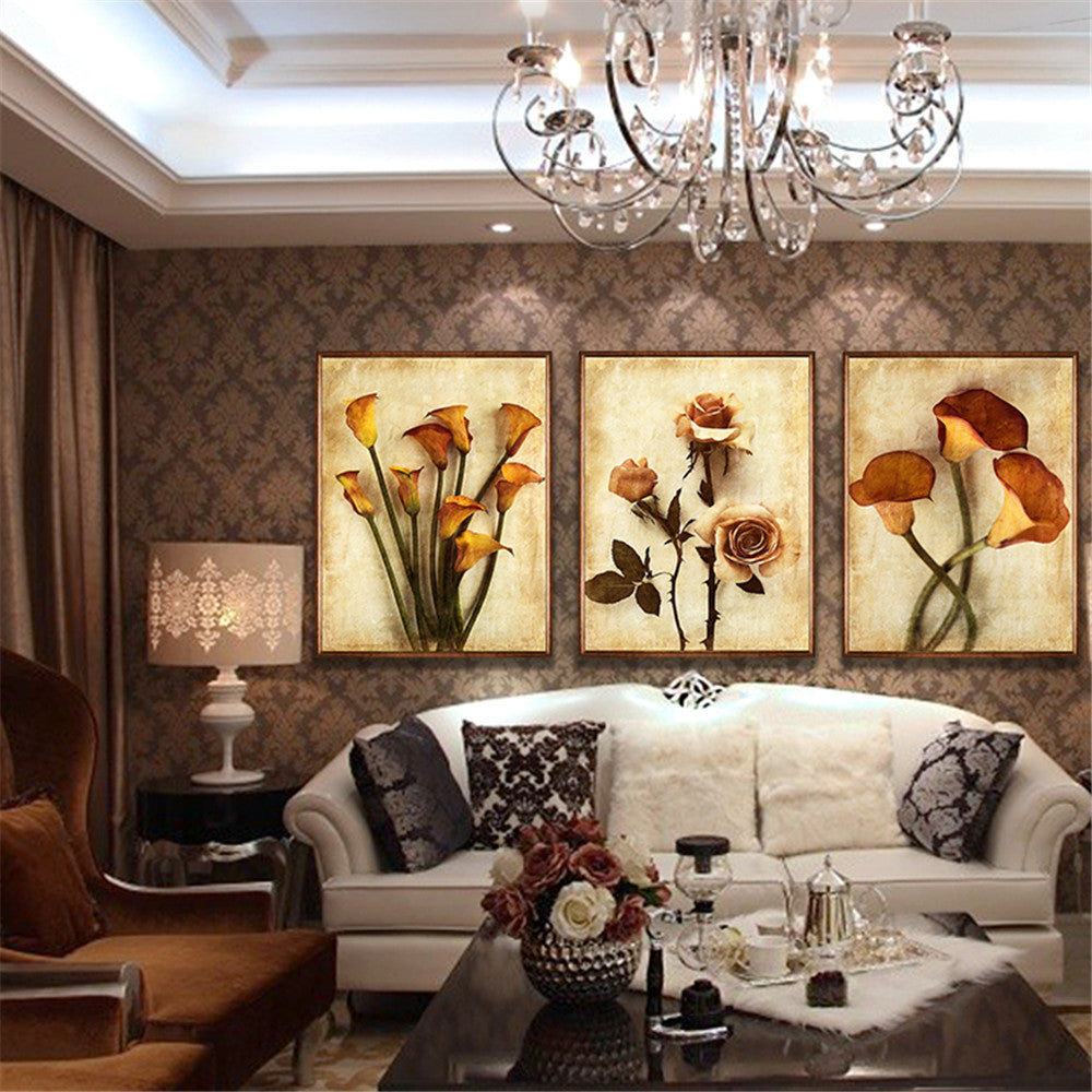 Retro Flower Wall Art Canvas