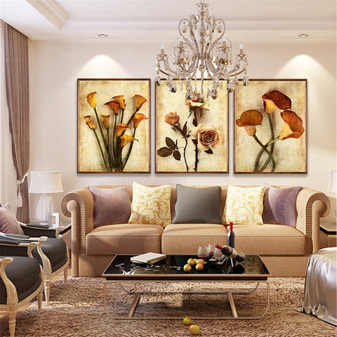 Retro Flower Wall Art Canvas