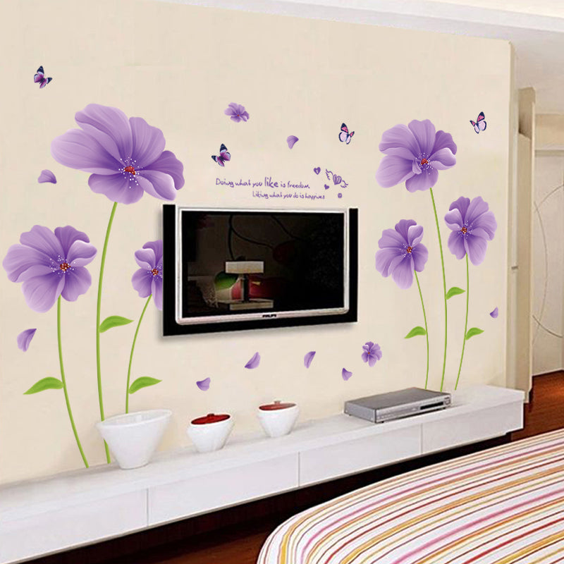Violet & Butterflies Wall Decal