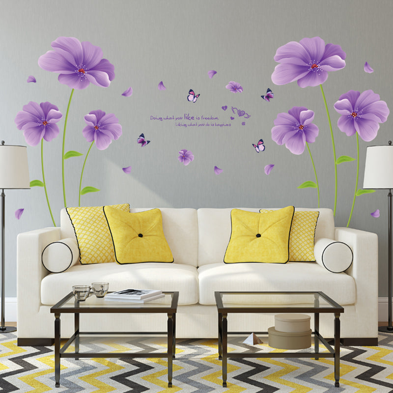Violet & Butterflies Wall Decal