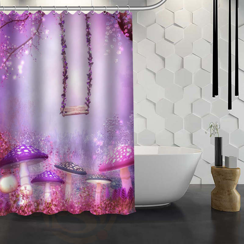 Romantic Mushroom Print Shower Curtain