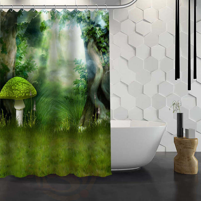 Romantic Mushroom Print Shower Curtain