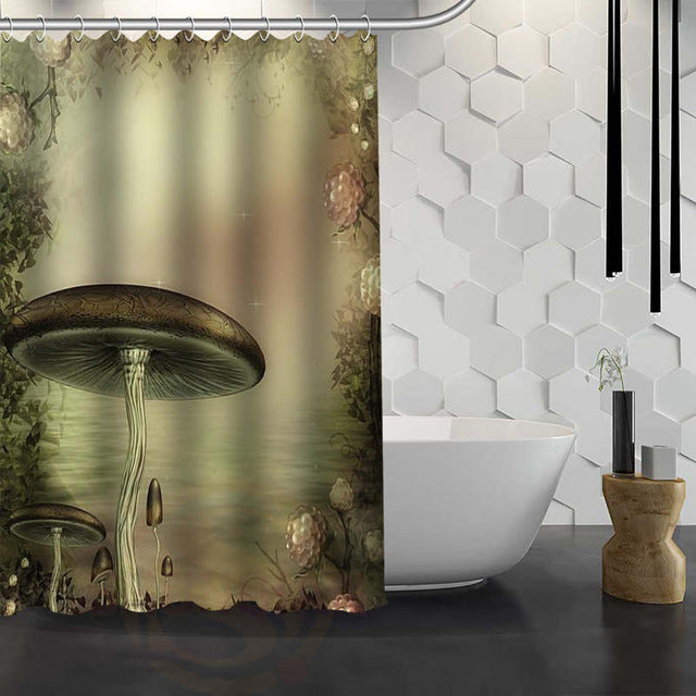 Romantic Mushroom Print Shower Curtain