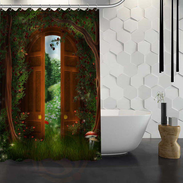 Romantic Mushroom Print Shower Curtain