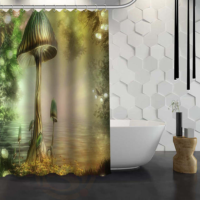 Romantic Mushroom Print Shower Curtain