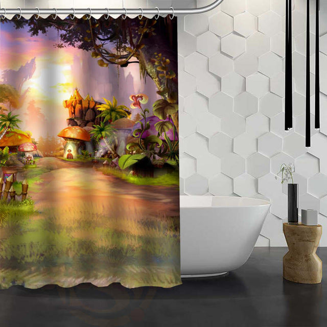 Romantic Mushroom Print Shower Curtain