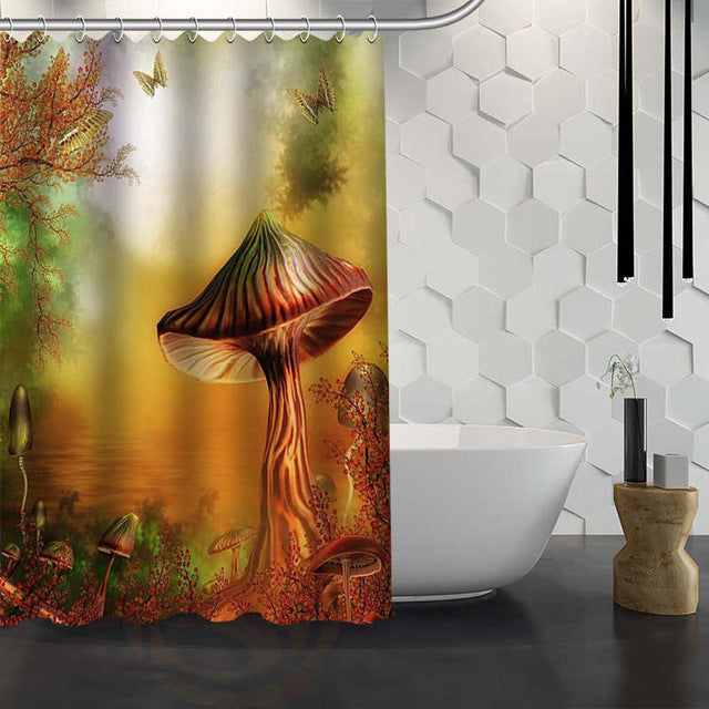 Romantic Mushroom Print Shower Curtain