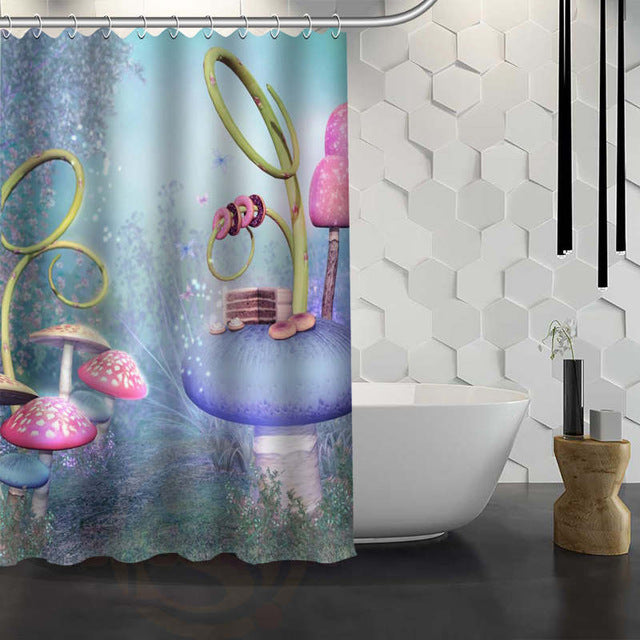 Romantic Mushroom Print Shower Curtain