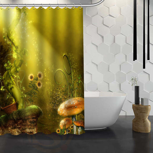 Romantic Mushroom Print Shower Curtain