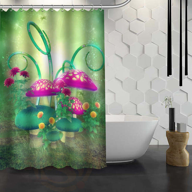 Romantic Mushroom Print Shower Curtain