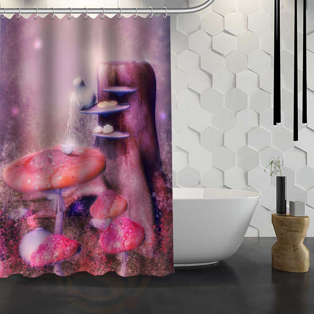 Romantic Mushroom Print Shower Curtain