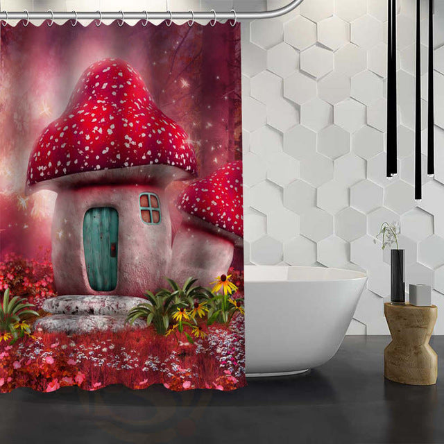 Romantic Mushroom Print Shower Curtain