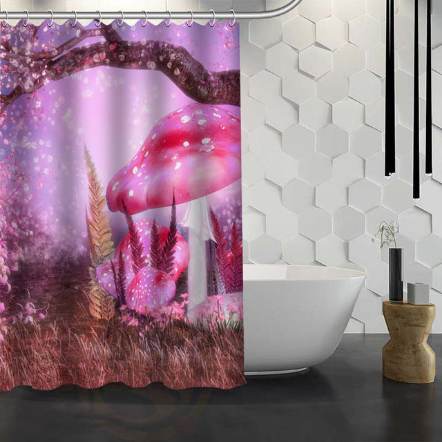 Romantic Mushroom Print Shower Curtain