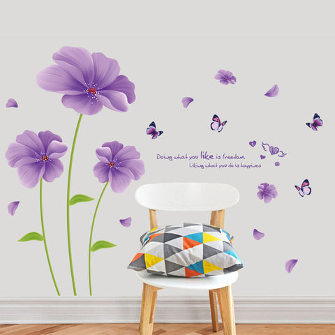 Violet & Butterflies Wall Decal