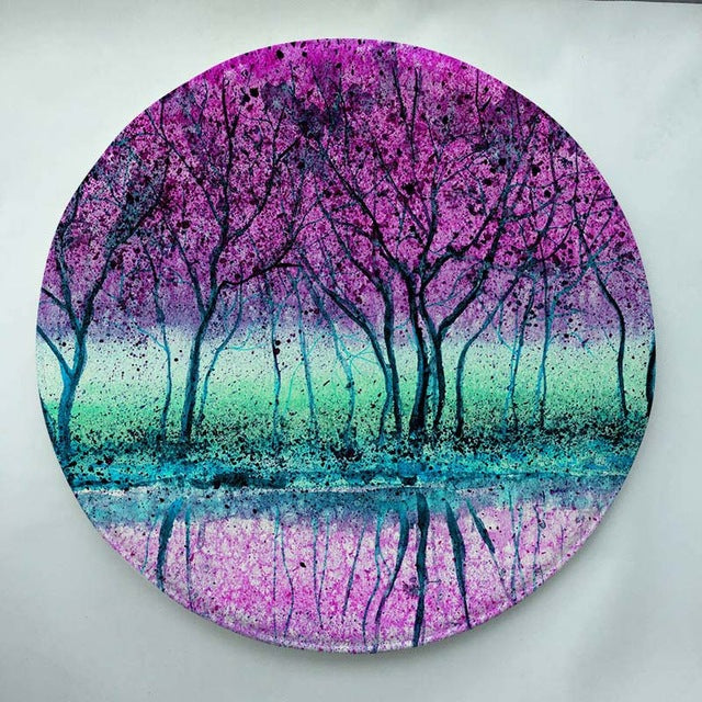 Watercolor Tree Print Round Doormat