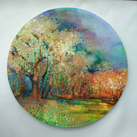 Watercolor Tree Print Round Doormat