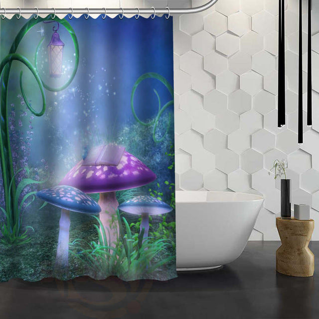 Romantic Mushroom Print Shower Curtain