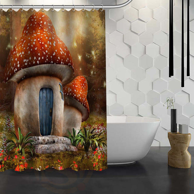 Romantic Mushroom Print Shower Curtain