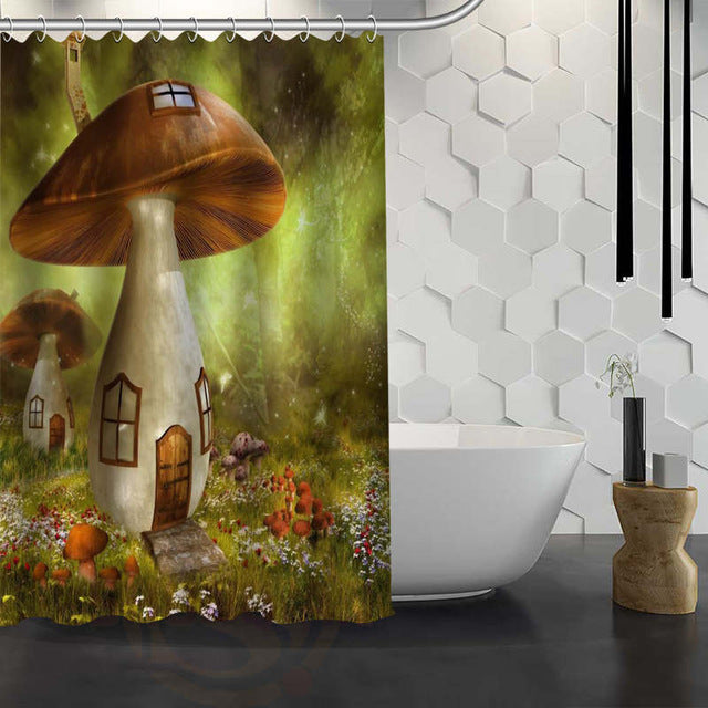 Romantic Mushroom Print Shower Curtain