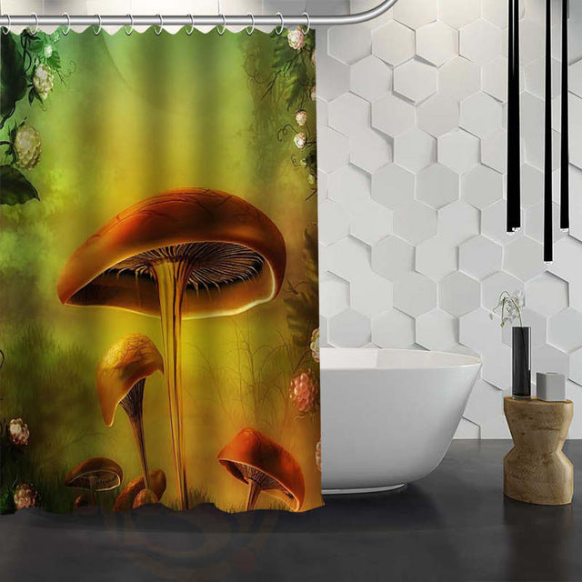 Romantic Mushroom Print Shower Curtain