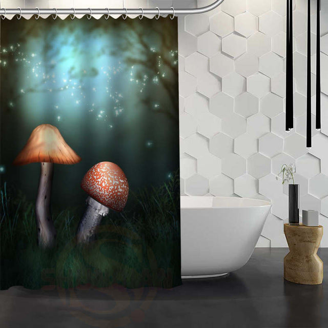 Romantic Mushroom Print Shower Curtain