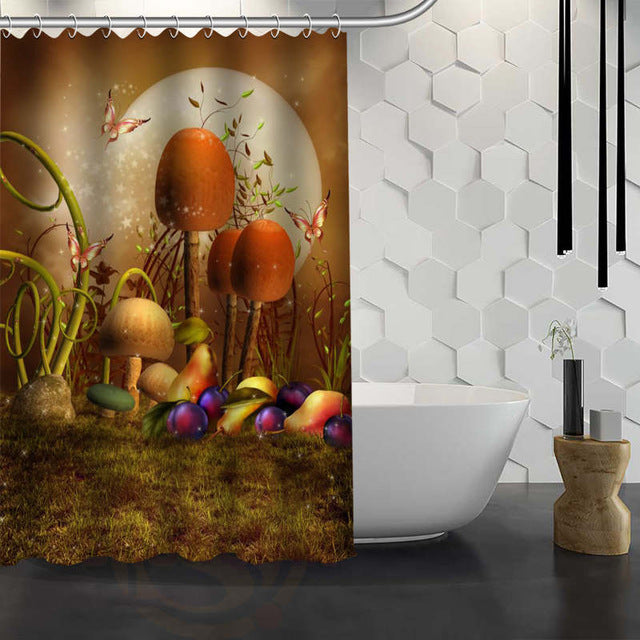 Romantic Mushroom Print Shower Curtain