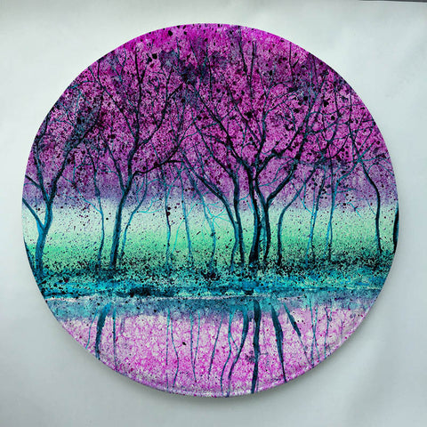 Watercolor Tree Print Round Doormat